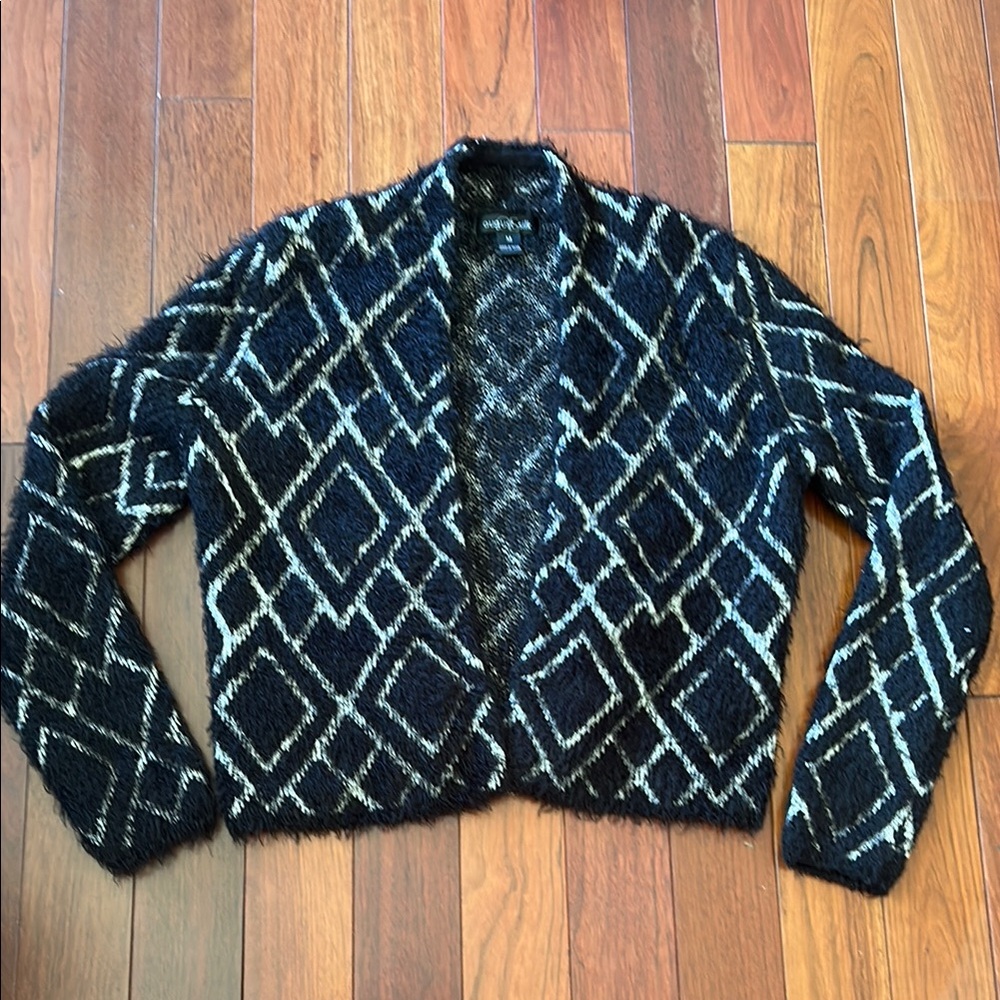 August Silk Black and White Patterned Cardigan